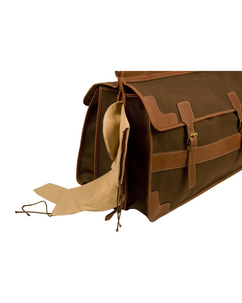Aneas THREE GUSSETED HUNTING BAG CANVAS & LEATHER
